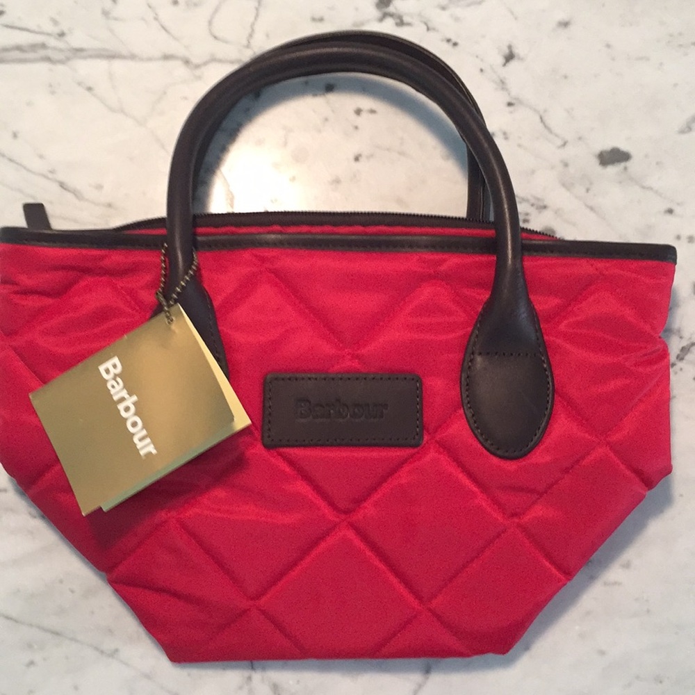 Mini red quilted Barbour bag